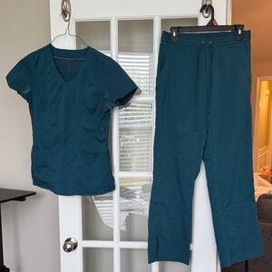 Healing Hands Teal Scrub Top & Pants Set